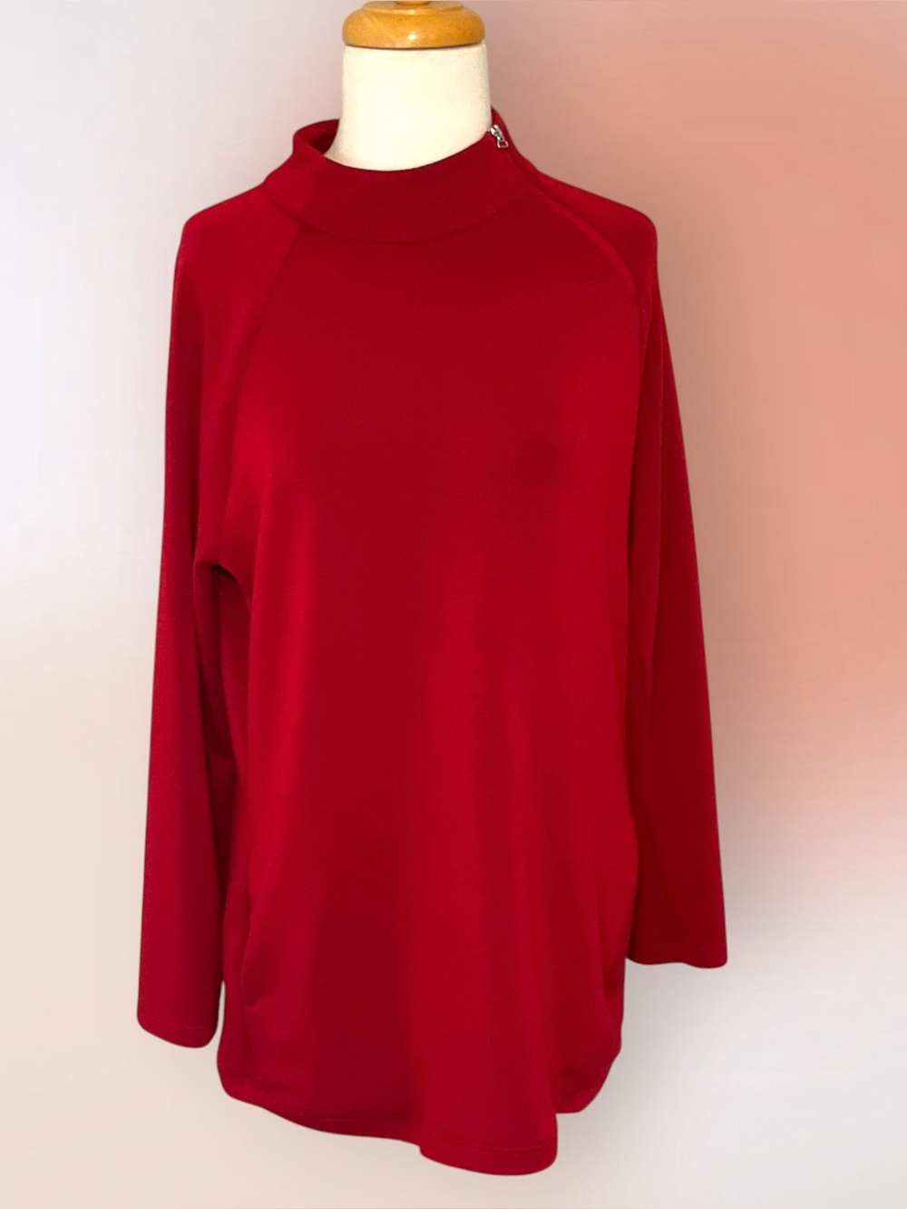 Weekends by Chico’s Dark Red Long-Sleeve Mock Tunic Top Size 1 Reg 8/10 Med